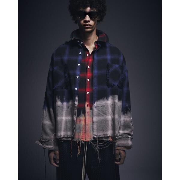 エルエイチピー（LHP）/DankeSchon／ダンケシェーン／FLANNEL DAMAGE OMBRE BLEACH CHE_2