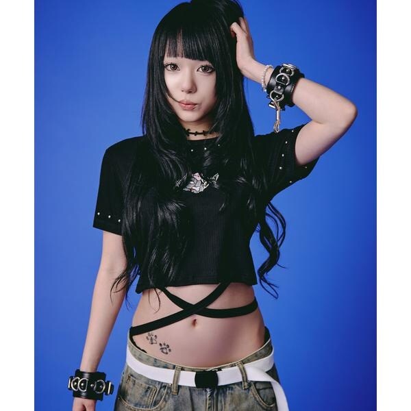 エルエイチピー（LHP）/GALFY／ガルフィー／地雷ギャル リブ半袖TEE