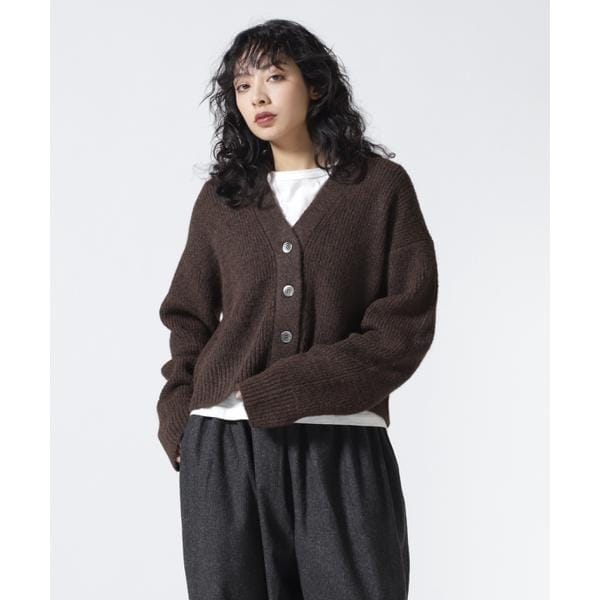 ビーバー（BEAVER）/B omnivore／ビーオムニボー  フェザーヤーンあぜ編みカーディガン