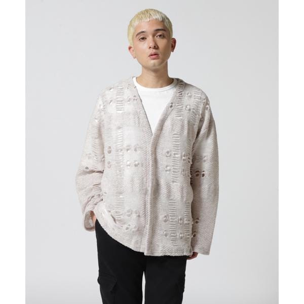 ビーセカンド/LUSOR(ルーソル)WOOL NYLON DAMEGE CD ダメージ風カーディガン