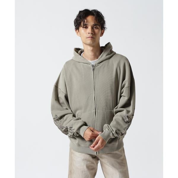 ビーセカンド（B’2nd）/LUSOR（ルーソル）PIGMENT SWEAT ZIP HOODIE FLOWER