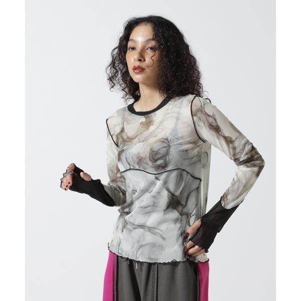 ビーセカンド（B’2nd）/CASANE（カサネ）マーブルペイントクルーメロートップス