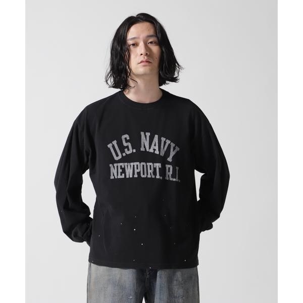 ビーセカンド（B’2nd）/REMI RELIEF(レミレリーフ) 別注20／−天竺ロンＴ（US NAVY）ペイント加工