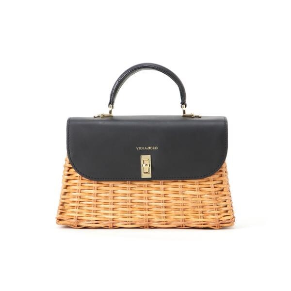 スプリットラタン　ターンロック付き2WAYトップハンドルバッグ Sサイズ スプリットラタン ターンロック付き2WAYトップハンドル