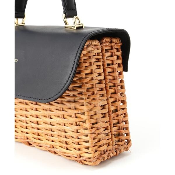 スプリットラタン　ターンロック付き2WAYトップハンドルバッグ Sサイズ スプリットラタン ターンロック付き2WAYトップハンドル