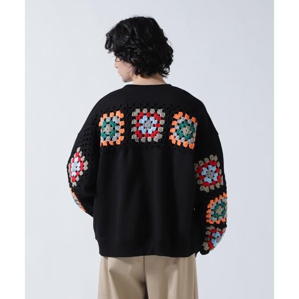 ビーセカンド（B’2nd）/DISCOVERED(ディスカバード) 別注CROCHET SLEEVE SWEAT(UNISEX)