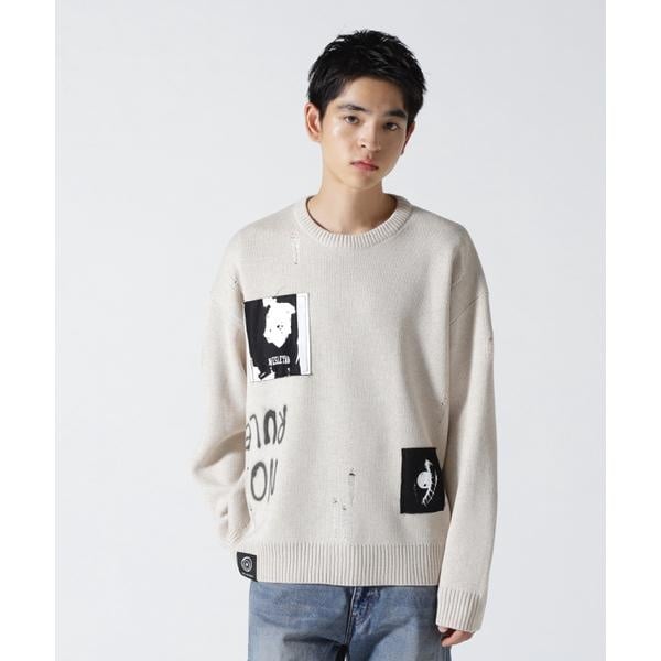ロイヤルフラッシュ(ROYAL FLASH)/Guernika/Crash Knit sweater (Cell Division)/Beige その他ニット・セーター