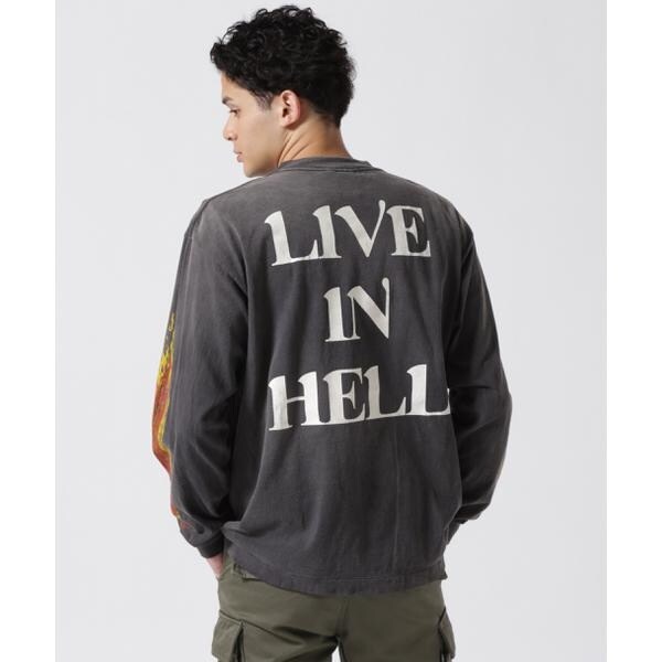 セントマイケル ロンT LIVE IN HELLファイヤーパターン セントマイケル SAINT Mxxxxxx LIVE IN HELL Long sleeve T