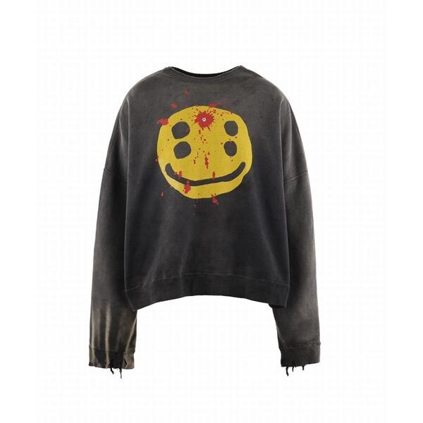 ロイヤルフラッシュ（ROYAL FLASH）/SAINT MICHAEL／セントマイケル／CP_CREW SWEAT／SMILE／BLACK_5