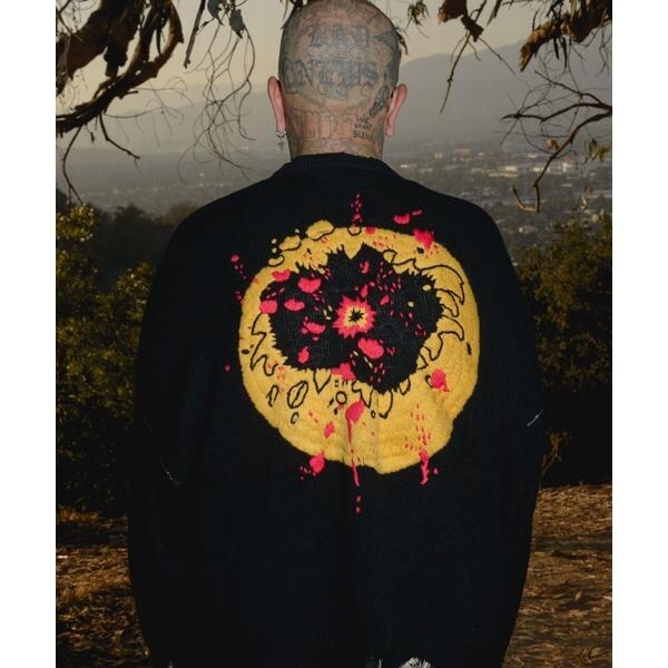 ロイヤルフラッシュ（ROYAL FLASH）/SAINT MICHAEL／セントマイケル／CP_CREW KNIT／SMILE／BLACK_1
