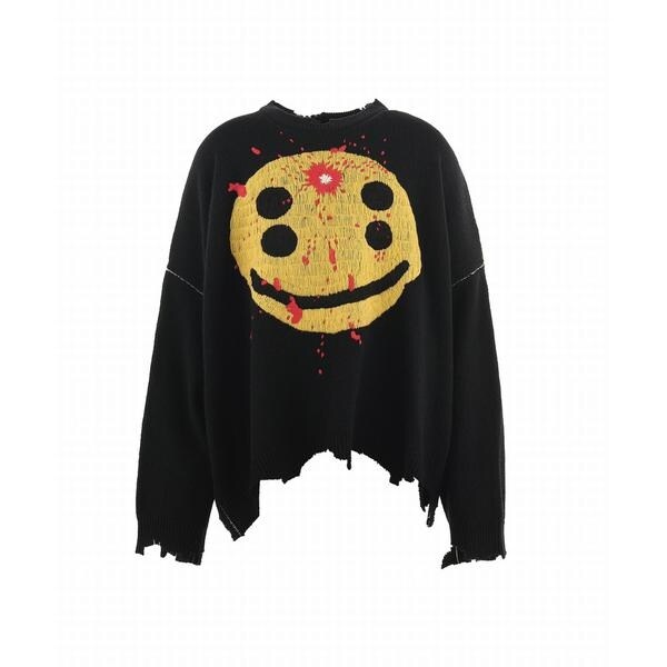 ロイヤルフラッシュ（ROYAL FLASH）/SAINT MICHAEL／セントマイケル／CP_CREW KNIT／SMILE／BLACK_3