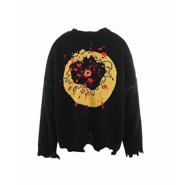 ロイヤルフラッシュ（ROYAL FLASH）/SAINT MICHAEL／セントマイケル／CP_CREW KNIT／SMILE／BLACK_4