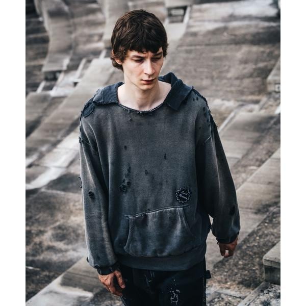 ロイヤルフラッシュ（ FLASH）/SAINT MICHAEL／セントマイケル／HOODIE／DBL FACE／CHARCOAL