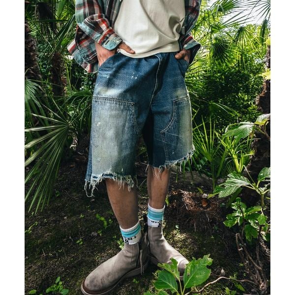 ロイヤルフラッシュ（ FLASH）/SAINT MICHAEL／セントマイケル／DOUBLE KNEE SHORTS／BLUE