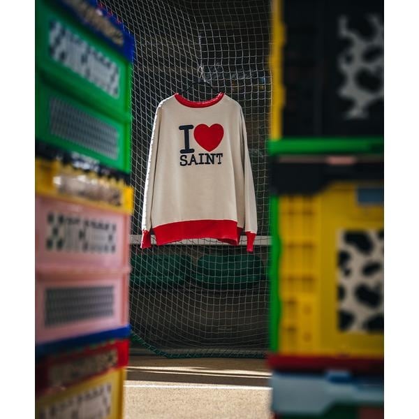 ロイヤルフラッシュ（ROYAL FLASH）/SAINT MICHAEL／セントマイケル／CRW NECK SWT／I LOVE SAINT／WH