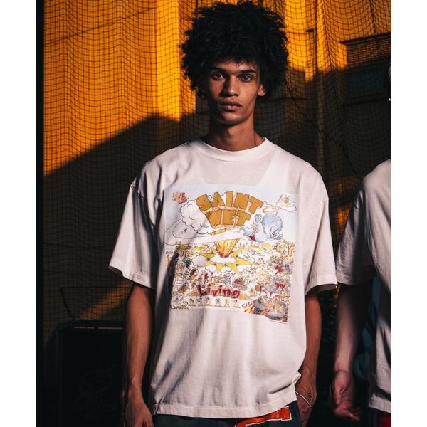 ロイヤルフラッシュ（ROYAL FLASH）/SAINT MICHAEL／セントマイケル／SS T−SHIRT／SAINT WET／WHITE