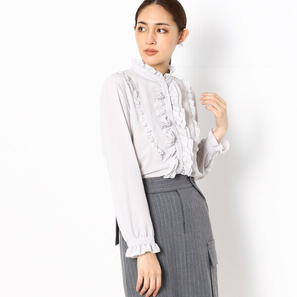 【NEW】コムサ/ノルディックシフォンシャビー　フリルブラウス