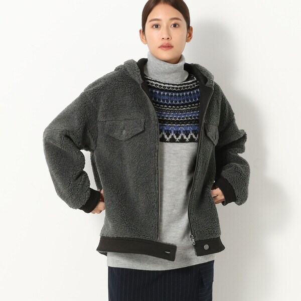 コムサ/フード付き ショート丈 ボアブルゾンの通販はau PAY マーケット