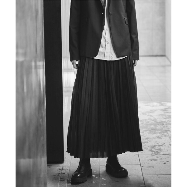 コムサ（COMME CA）/【ブライトリーセットアップ】ソフトチュール×オーガンジートリコット広幅 スカート