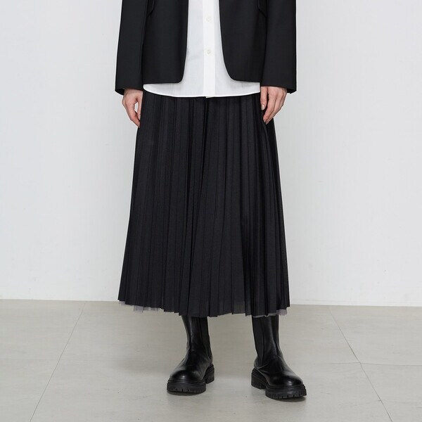 コムサ（COMME CA）/〔 Sサイズ 〕【ブライトリーセットアップ】ソフトチュール×オーガンジートリコット広幅 スカート