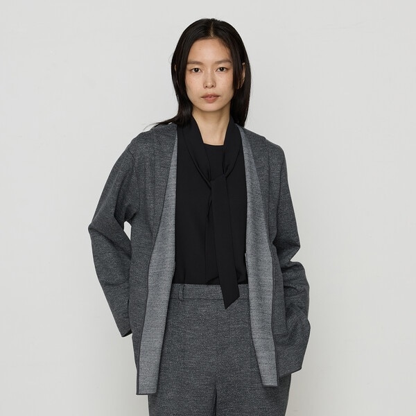 コムサ（COMME CA）/【リバーシブル】ウールリバーツイード調 リバー羽織り