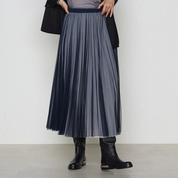 コムサ（COMME CA）/〔 TALLサイズ 〕 【セットアップ対応】ソフトチュール×オーガンジートリコット広幅 スカート