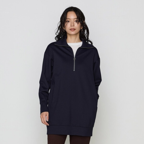 コムサ（COMME CA）/レーヨンストレッチポンチ ハーフジップチュニック