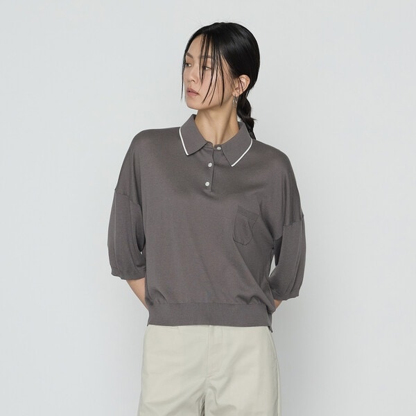 コムサ（COMME CA）/14G天竺編 ポロニットプルオーバー_1