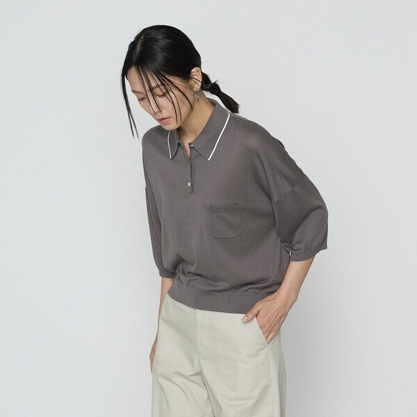 コムサ（COMME CA）/14G天竺編 ポロニットプルオーバー_6