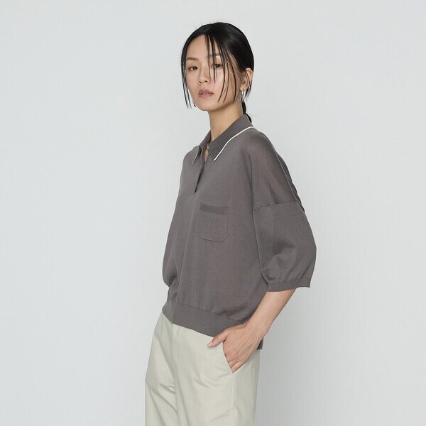 コムサ（COMME CA）/14G天竺編 ポロニットプルオーバー_7