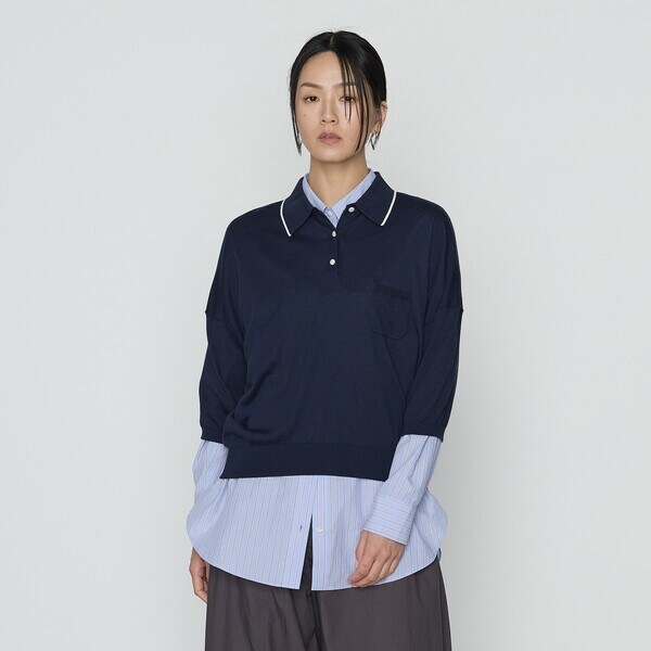 コムサ（COMME CA）/14G天竺編 ポロニットプルオーバー_13