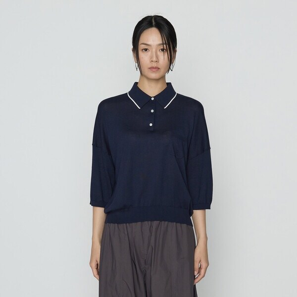 コムサ（COMME CA）/14G天竺編 ポロニットプルオーバー_15