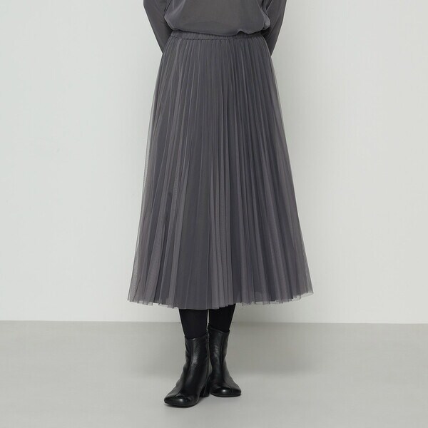 コムサ（COMME CA）/ソフトチュール×ウーリー分繊トリコット広巾 スカート