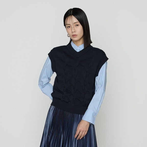 コムサ（COMME CA）/〔 Sサイズ 〕 コットンポリエステルリリヤーン ニットベスト