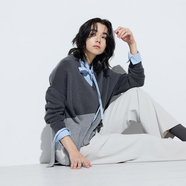 コムサ（COMME CA）/〔 TALLサイズ 〕 ウール混スムース ジップカーディガン