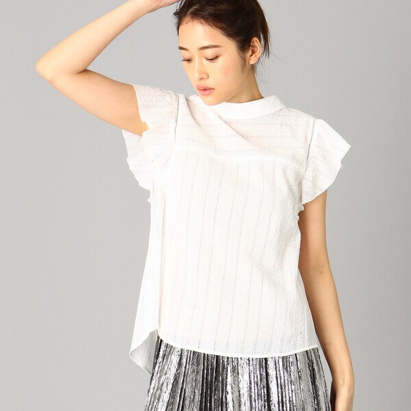 【NEW】ルミノーゾ・コムサ/フラワー刺繍レース　ブラウス