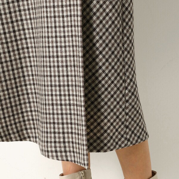 ギャバジン K．T/チェック柄 巻き風スカート