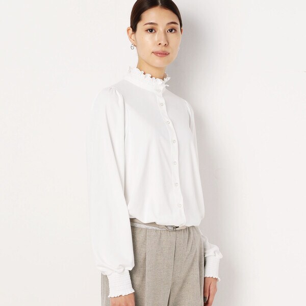 【NEW】ギャバジン K．T/【ウォッシャブル】シャーリングブラウス