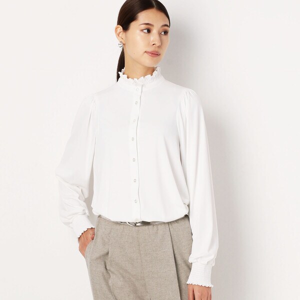 【NEW】ギャバジン K．T/【ウォッシャブル】シャーリングブラウス NEW】ギャバジン K．T/【ウォッシャブル】シャーリングブラウスの通販