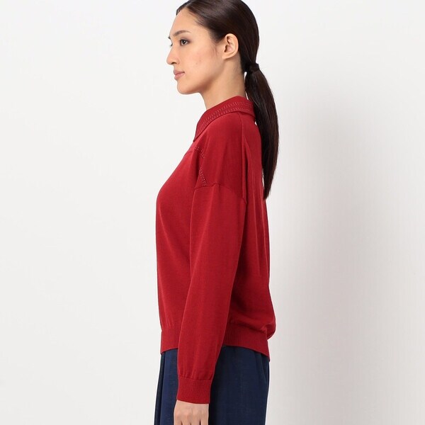 ギャバジン K．T/エキストラファインメリノウール ラメステッチ柄