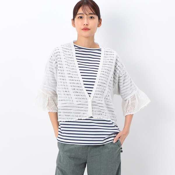 ギャバジン K．T（Gabardine K．T）/〔 +サイズ 〕 レーシー ショートカーディガン