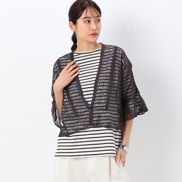 ギャバジン K．T（Gabardine K．T）/レーシー ショートカーディガンの