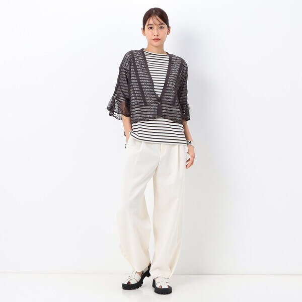 ギャバジン K．T（Gabardine K．T）/レーシー ショートカーディガン ギャバジン K．T（Gabardine K．T）/レーシー ショートカーディガンの