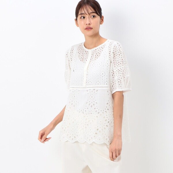 ギャバジン K．T（Gabardine K．T）/【洗える】アイレットレース コクーン袖のブラウスの通販は