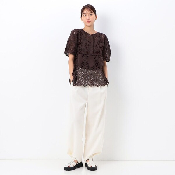 ギャバジン K．T（Gabardine K．T）/【洗える】アイレットレース コクーン袖のブラウスの通販は