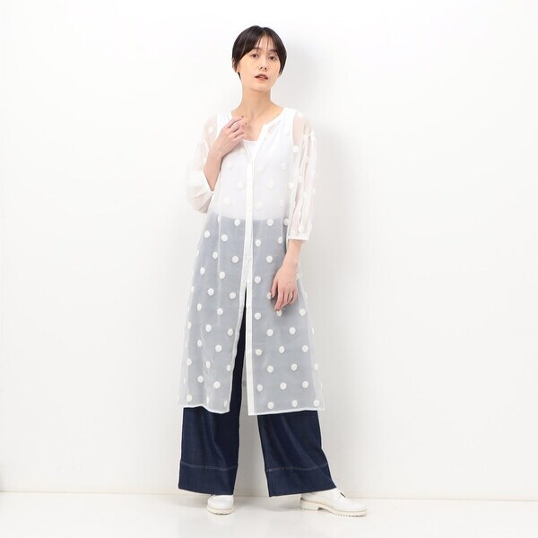 美品☆ギャバジンK.T☆ロングシャツ ギャバジン K．T（Gabardine K．T）/シアードット ロングシャツ