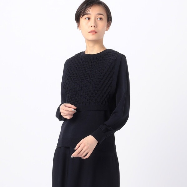 ギャバジン K．T（Gabardine K．T）/【セットアップ対応／前後2WAY／ツインニット】ブライトストレッチヤーン ベスト付セーター