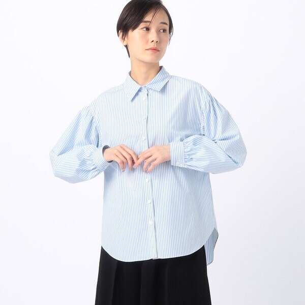 ギャバジン K．T（Gabardine K．T）/〔 +サイズ 〕 ストライプブロード お袖たっぷりストライプブラウス