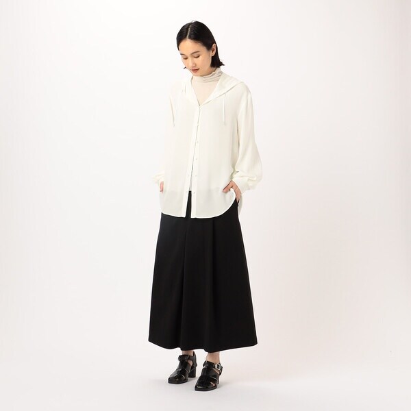 ギャバジン K．T（Gabardine K．T）/とろ〜んバックサテン フード付きブラウス_3