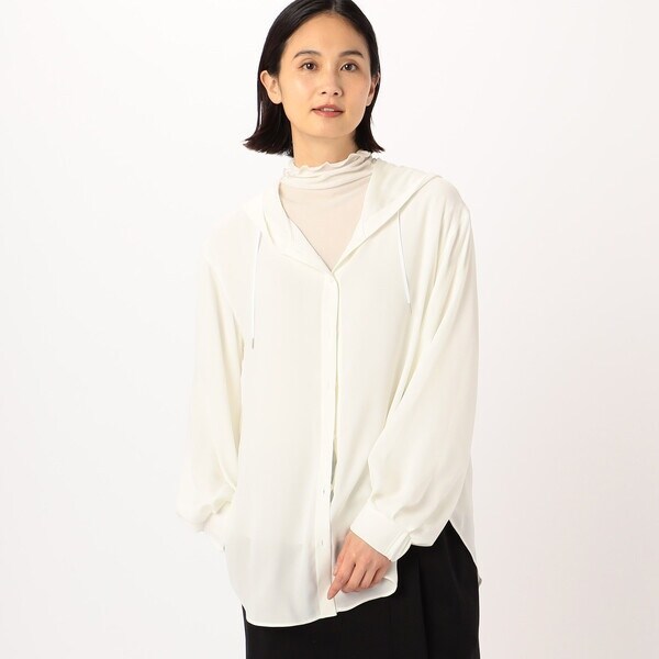 ギャバジン K．T（Gabardine K．T）/とろ〜んバックサテン フード付きブラウス_5